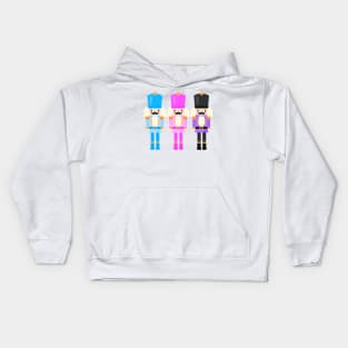 Colorful Nutcracker Trio - Christmas Nutcrackers - Blue, Pink, and Purple - Graphic Art Illustration - Holiday Decor Kids Hoodie